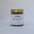 A small glass jar of Arhibu Ethiopian Incense Gum with a gold metal lid and a white label, set against a plain light gray background.